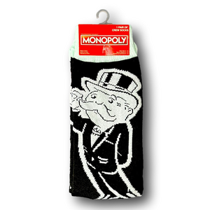 3/$20 Monopoly Man Board Game Funny Novelty Crew Socks - NWT